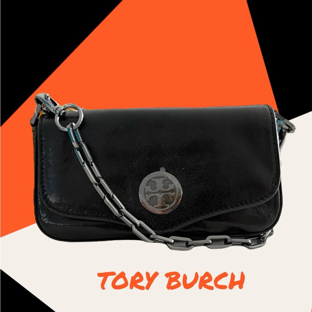 TORY BURCH black textured cross body leather mini bag clutch NEW Mother Day gift
